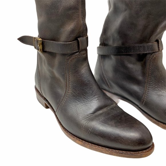 FRYE BOOTS Dorado Riding Dark Brown Leather Moto - Picture 2 of 12